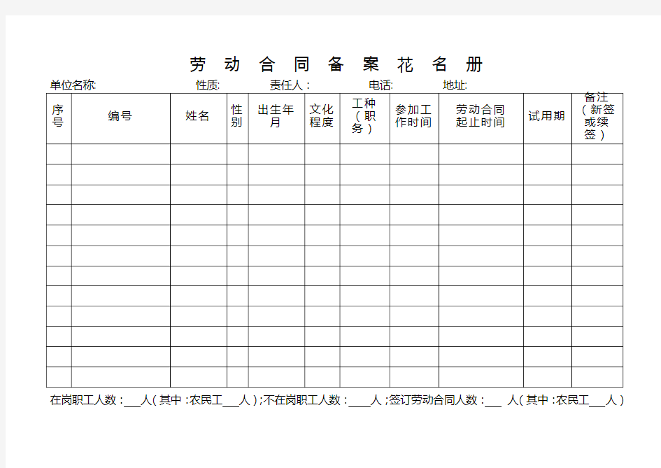 备案花名册