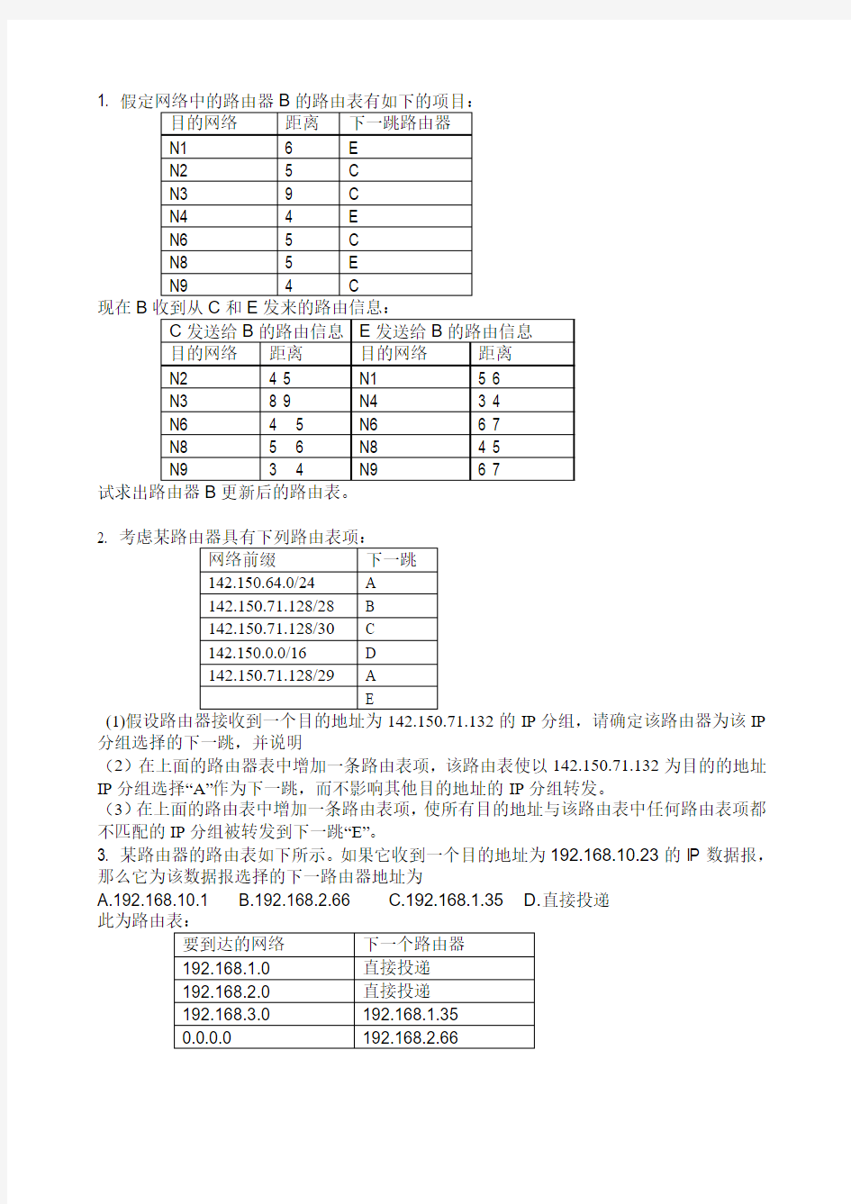 路由表题目