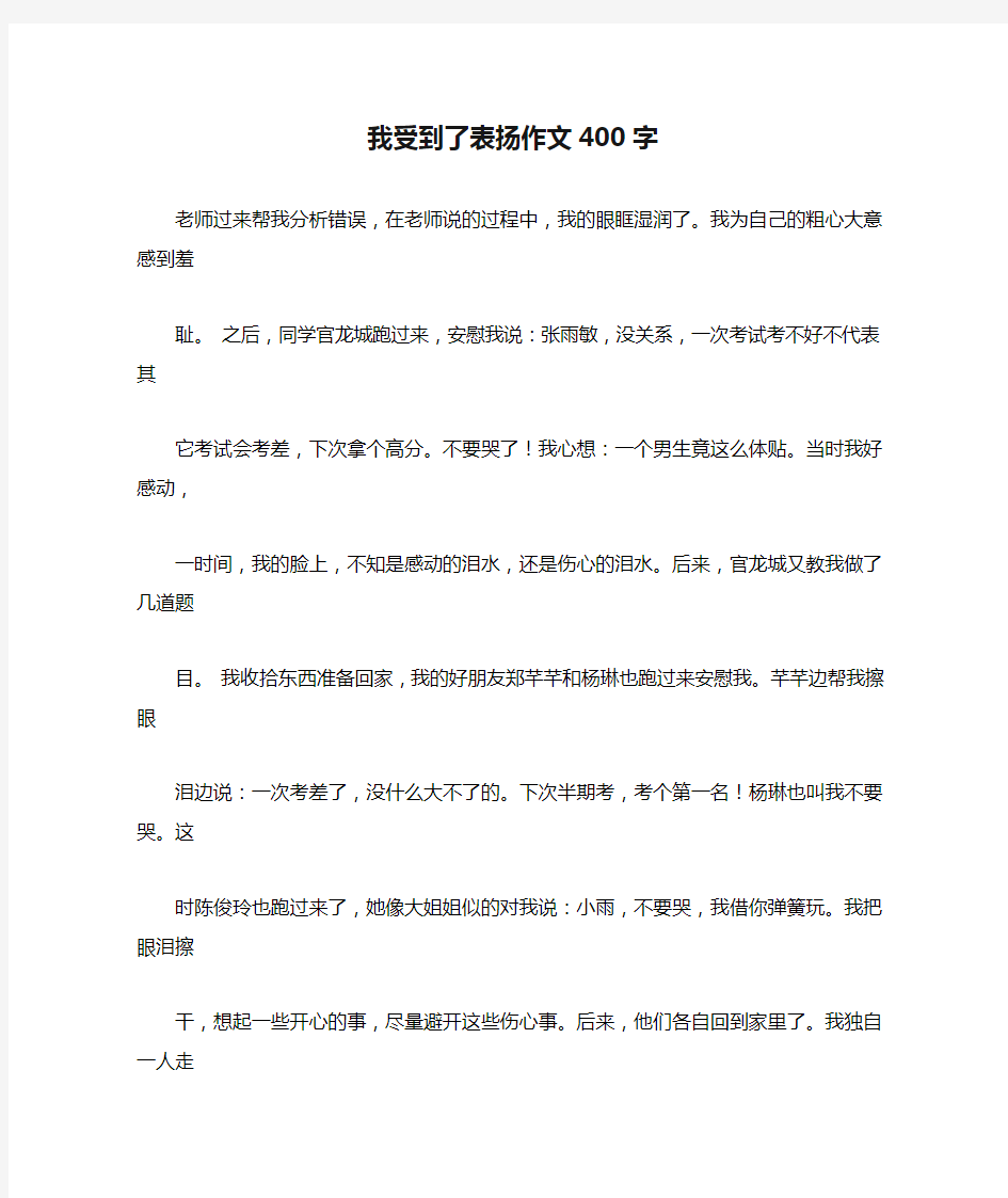 我受到了表扬作文400字