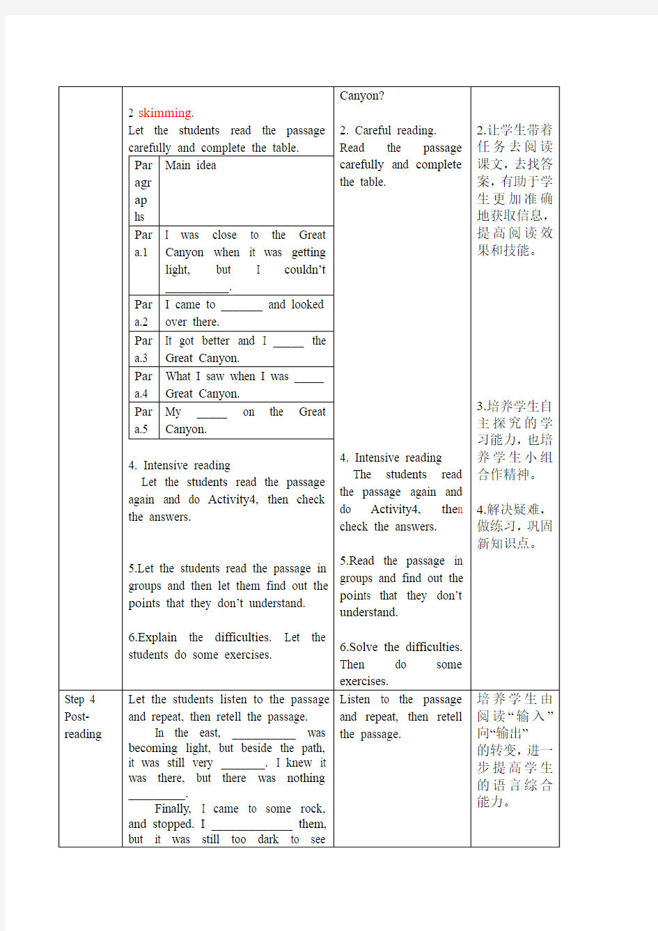 外研版九年级英语上册教案：module1 unit 2 the grand canyon was not just big