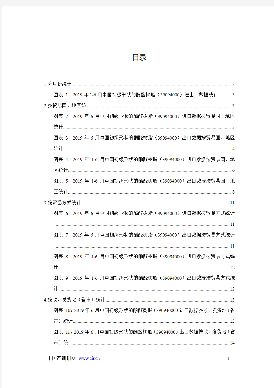 2019年1-6月中国初级形状的酚醛树脂(39094000)进出口统计报告