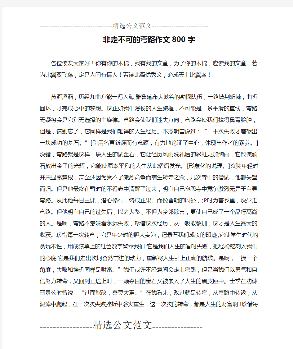 非走不可的弯路作文800字