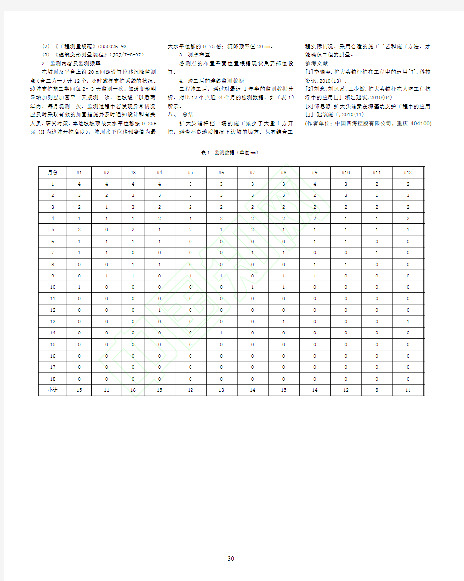 扩大头锚杆挡土墙的施工技术浅析