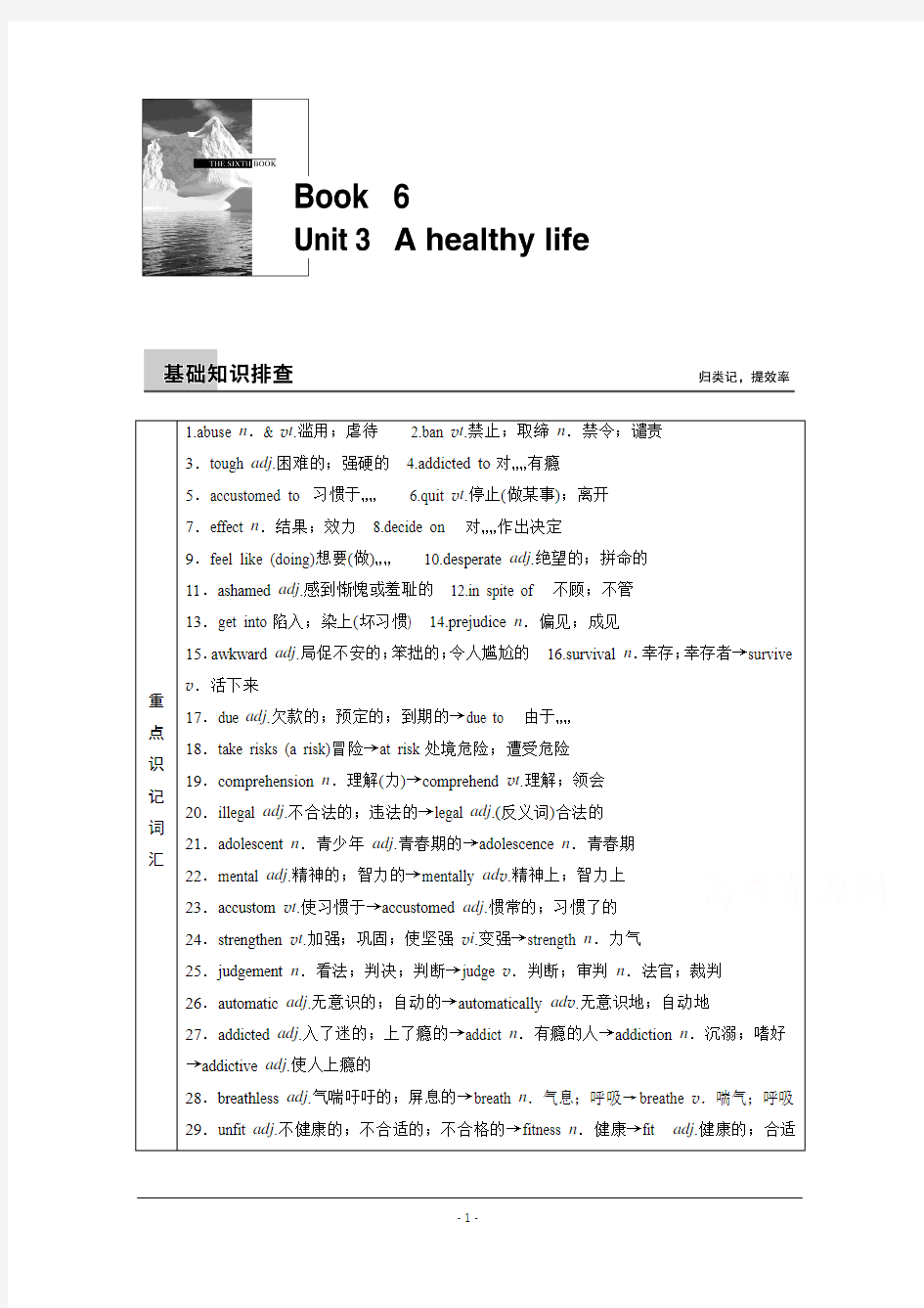 2016步步高英语一轮复习知识排查突破：人教新课标_book_6_Unit_3