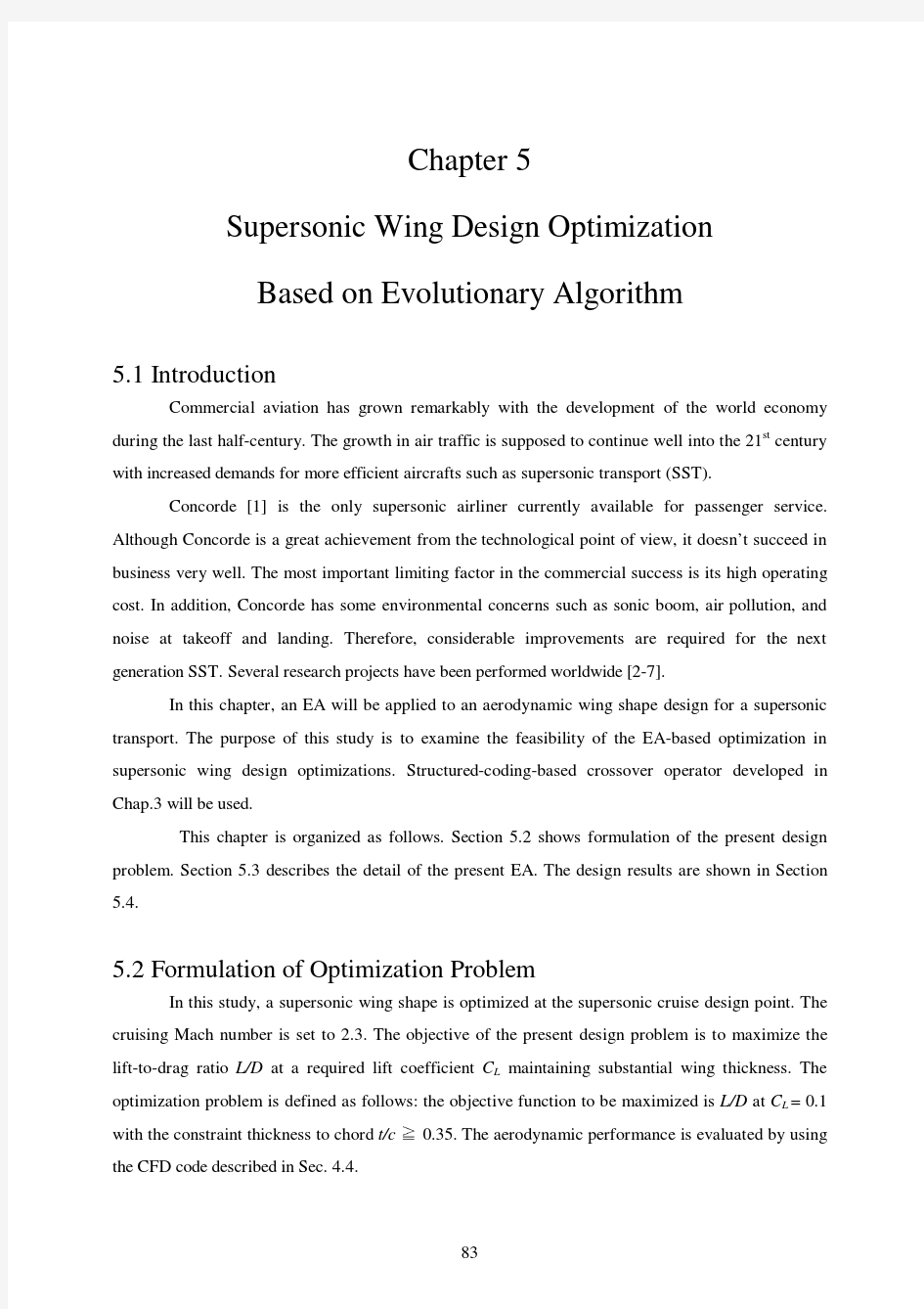Chapter 5 Supersonic Wing Design Optimization Based on Evolutionary Algorithm