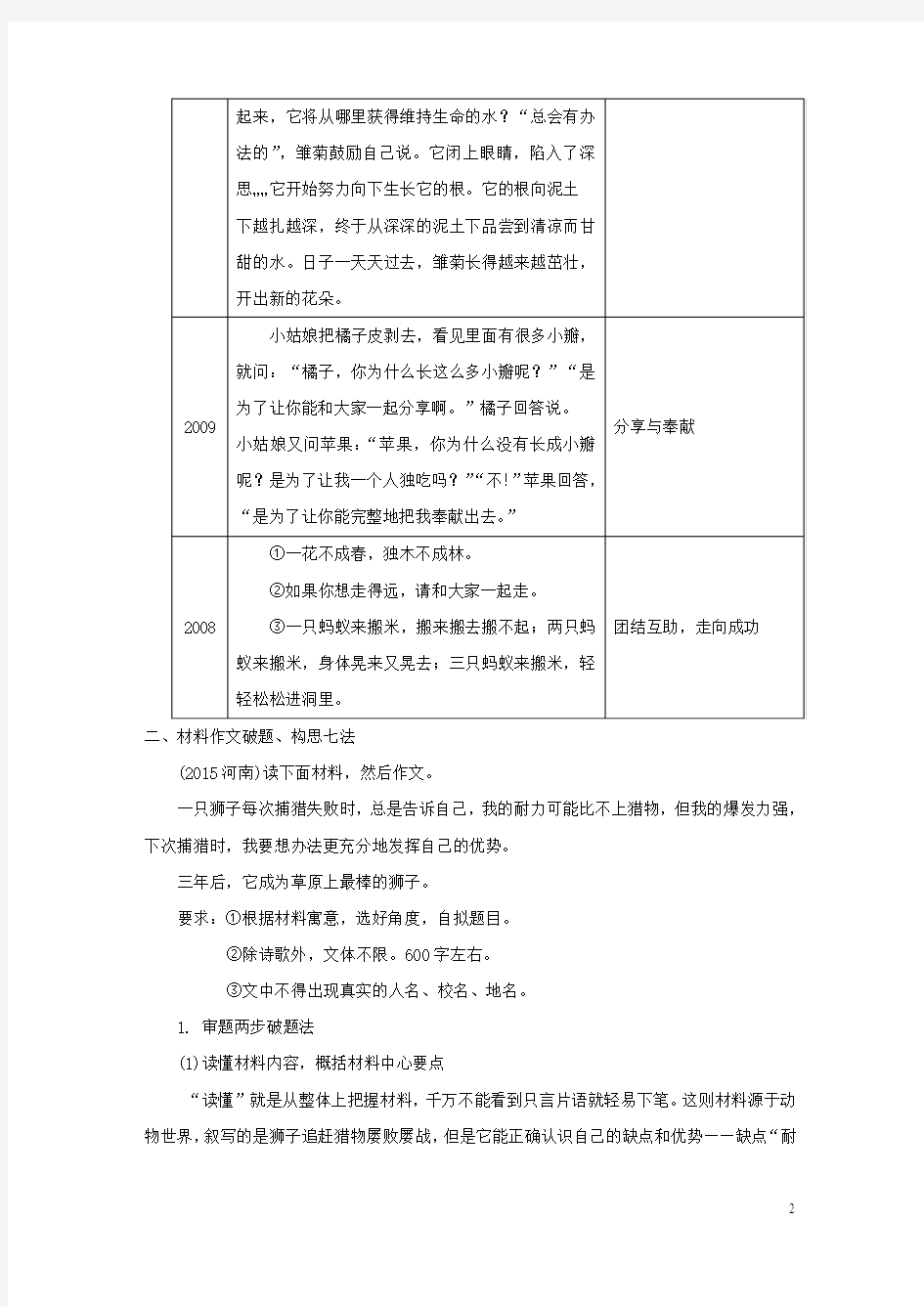 【中考试题研究】河南省2016中考语文 第四部分 作文 专题一 河南中招材料作文讲解