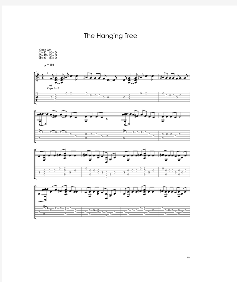 The Hanging Tree六线谱指弹独奏吉他谱