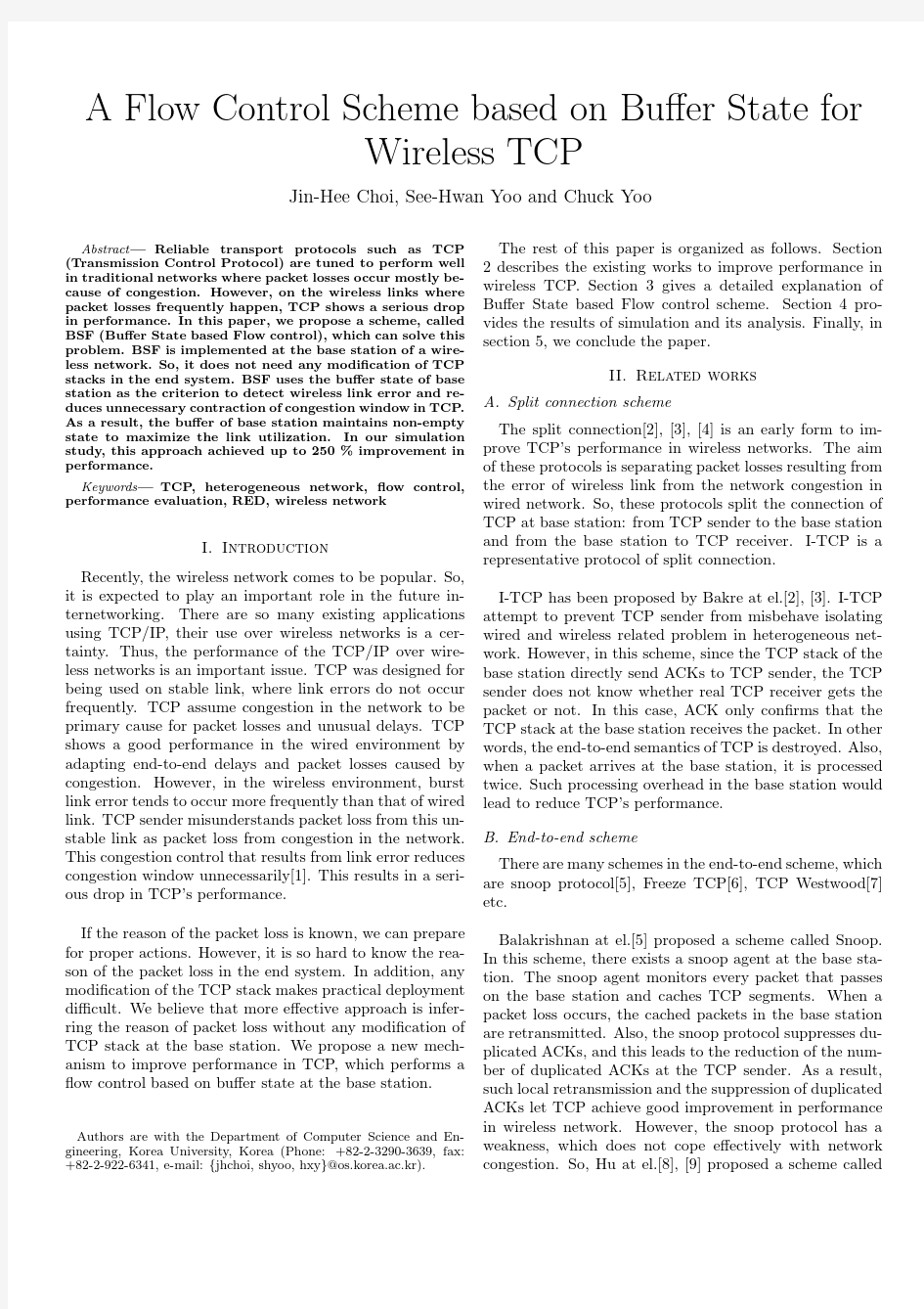 A flow control scheme based on buffer state for wireless tcp