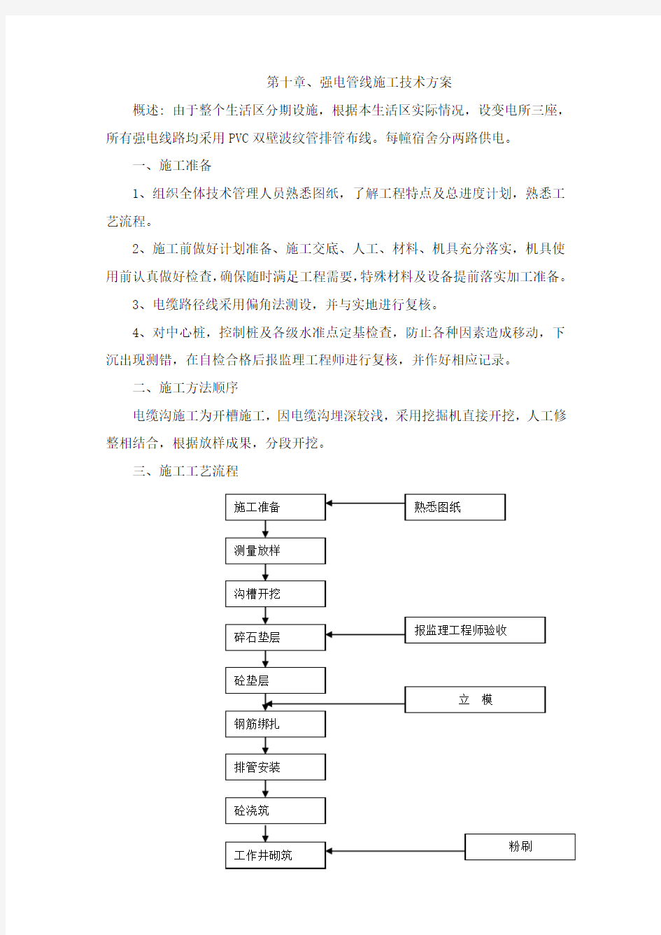 强电管线施工技术方案