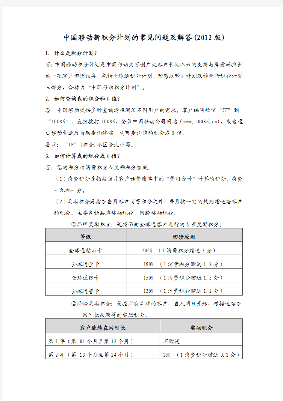 中国移动新积分计划的常见问题及解答