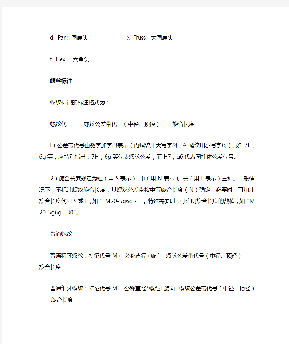 常见螺丝规格与标示_完美解说