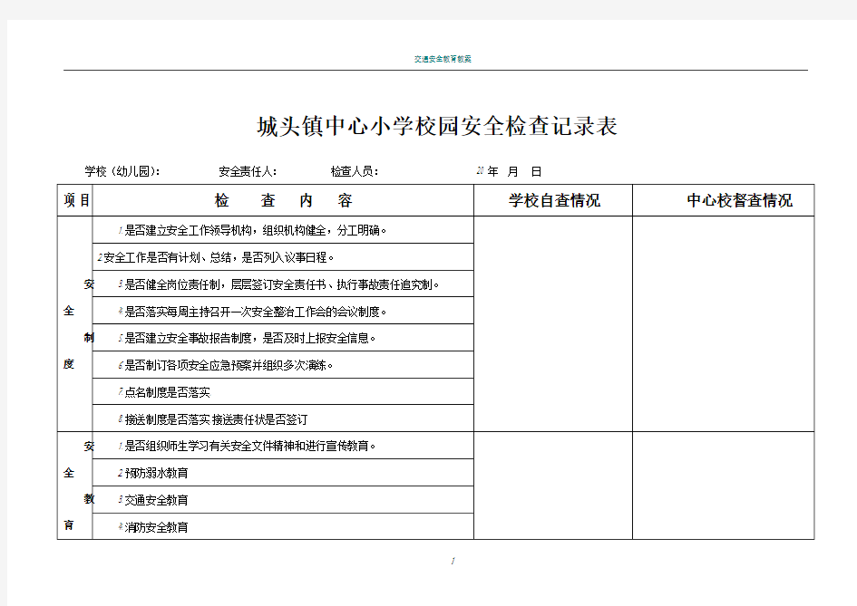 校园安全检查记录表