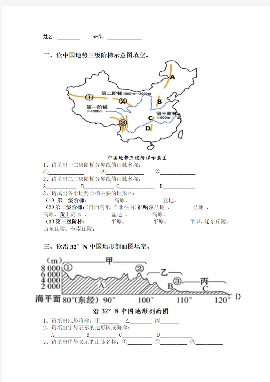 中国主要地形区图