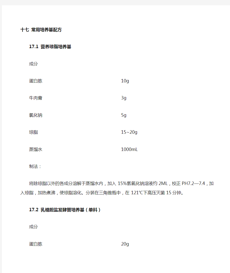 17种培养基