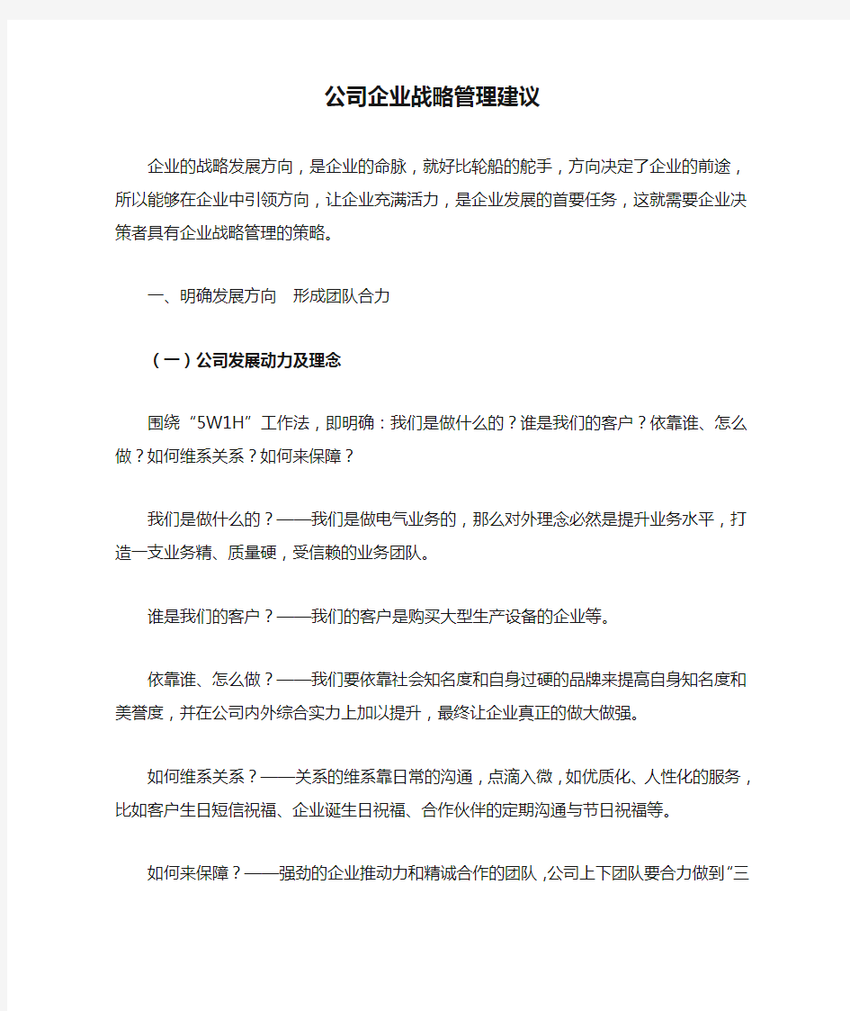 公司企业战略管理建议