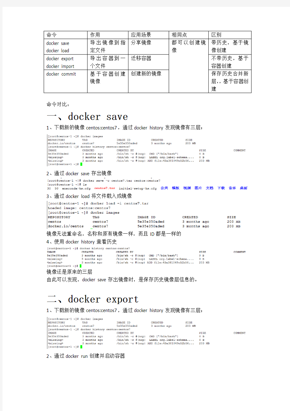 docker save和docker export及docer commit命令的区别
