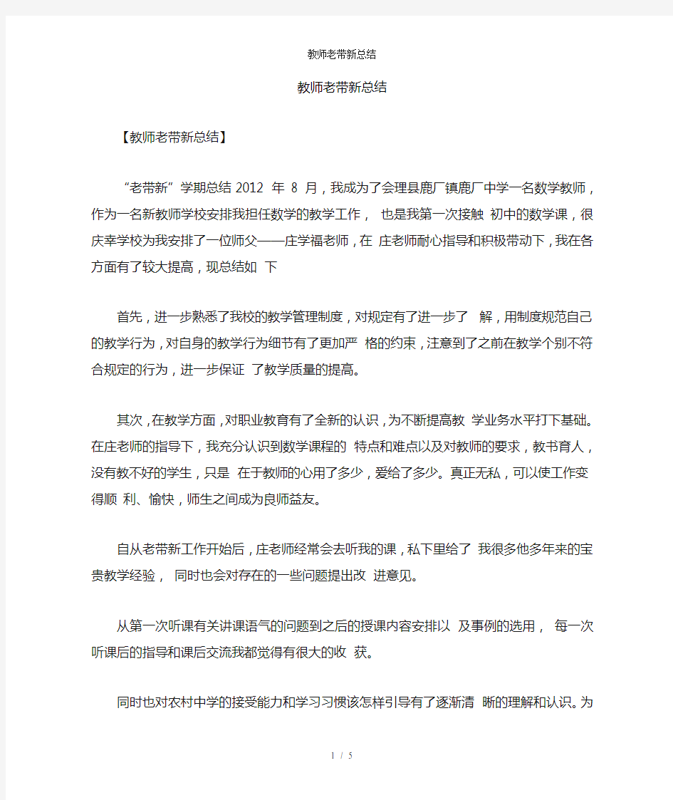 教师老带新总结