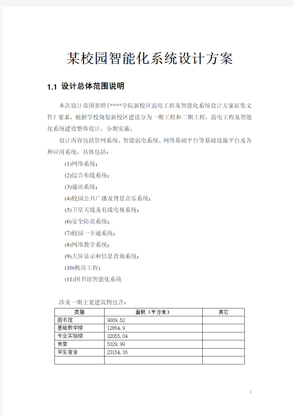 某校园智能化系统设计方案