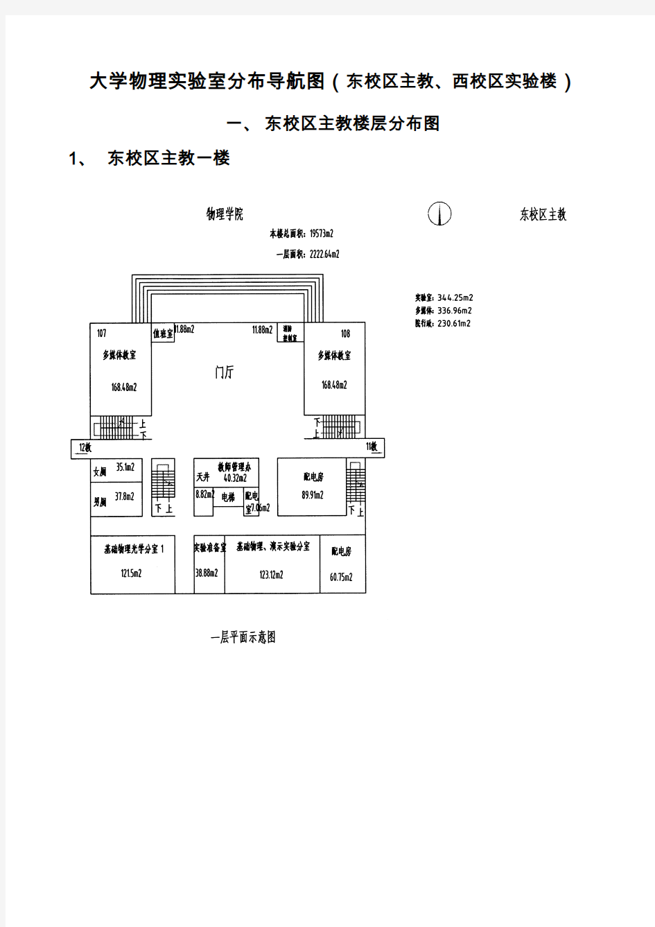 大学物理实验室分布导航图(东校区主教、西校区实验楼)