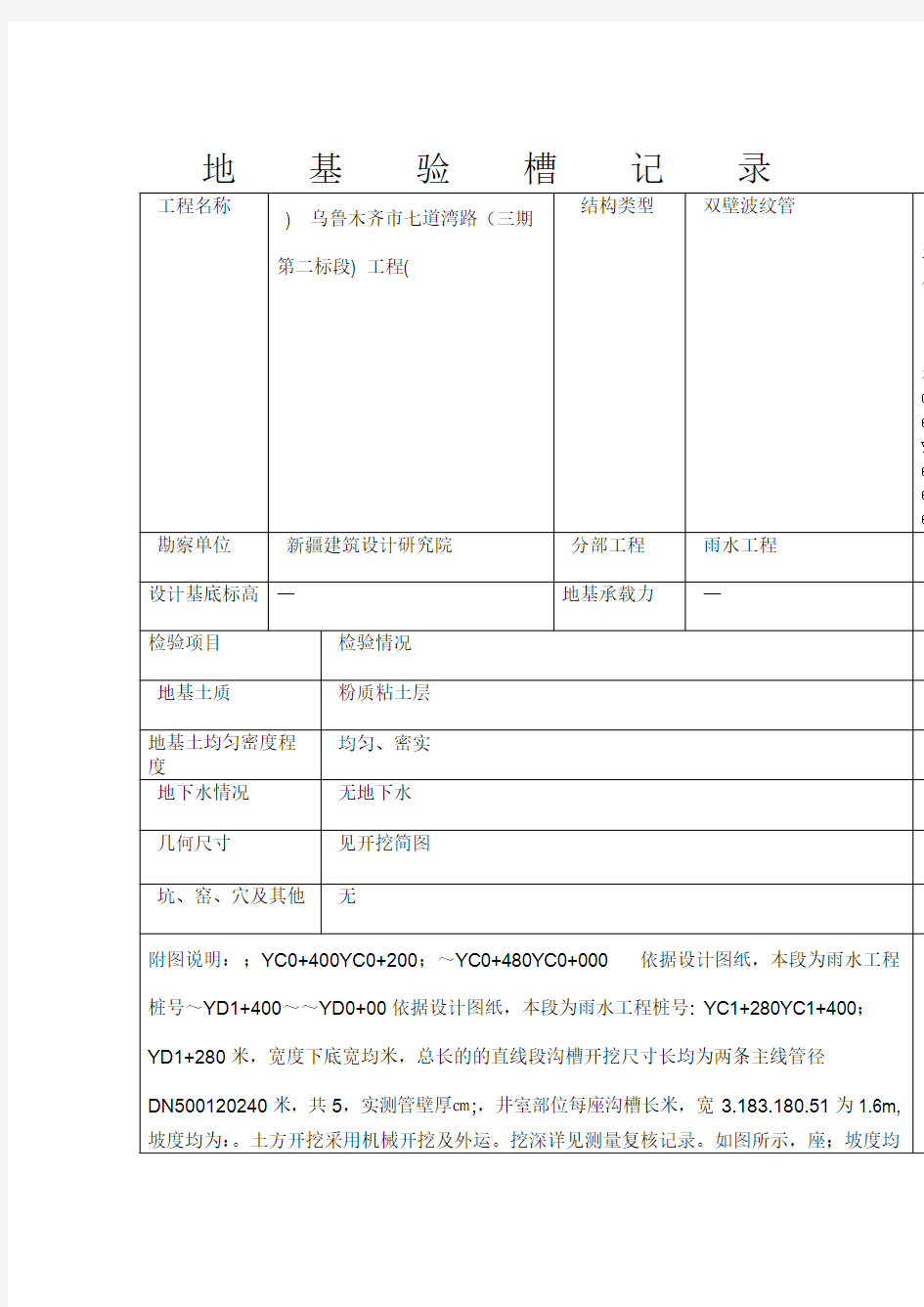 管线地基验槽记录表汇总