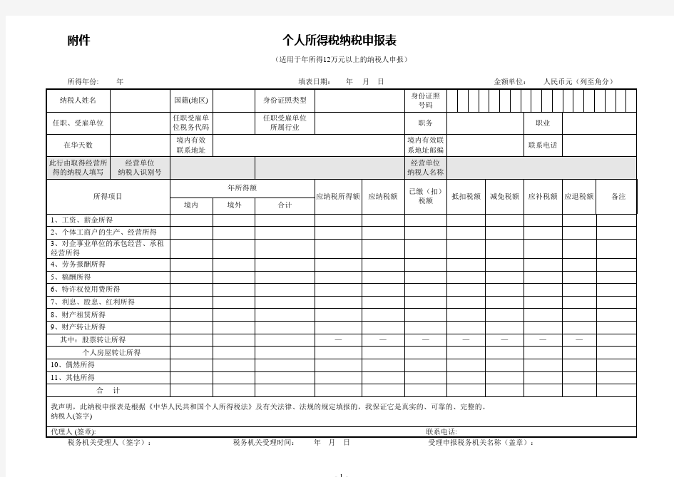 年薪12万以上个人所得税率表