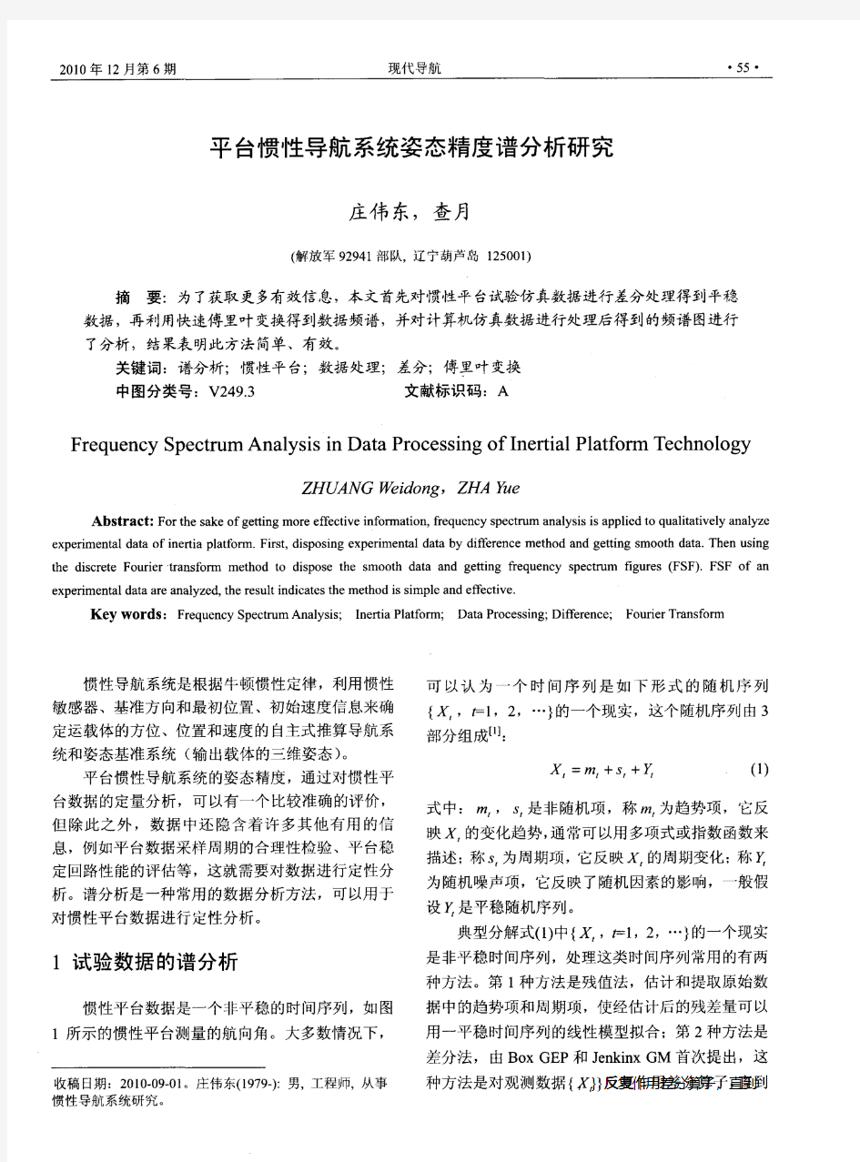 平台惯性导航系统姿态精度谱分析研究