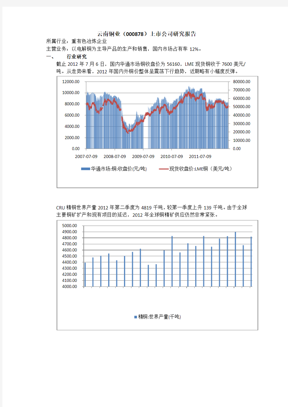 云南铜业研究报告