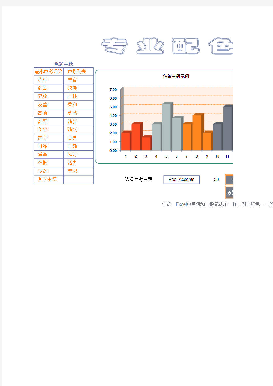 Excel、ppt配色方案