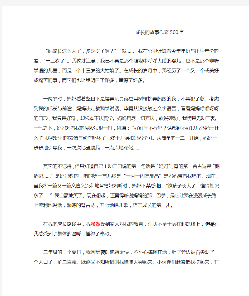 成长的故事作文500字