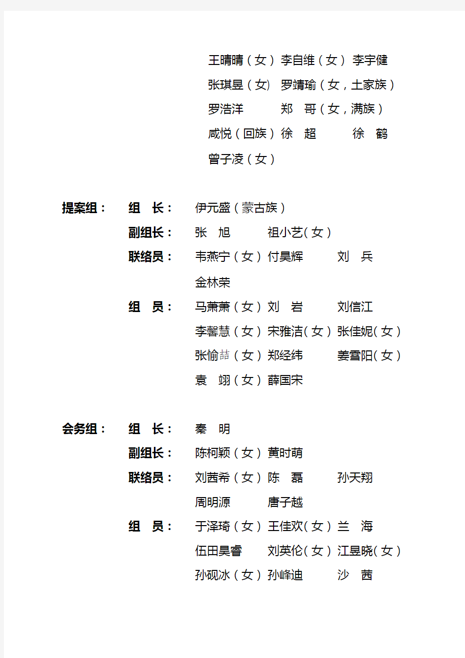 北京交通大学第二十二次学生代表大会筹备委员会人员名单