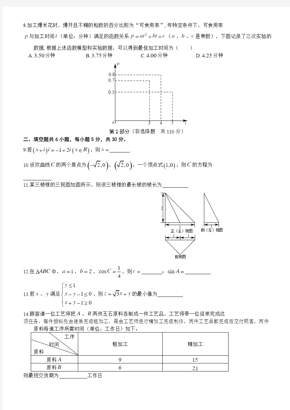 2014北京高考数学文科含答案