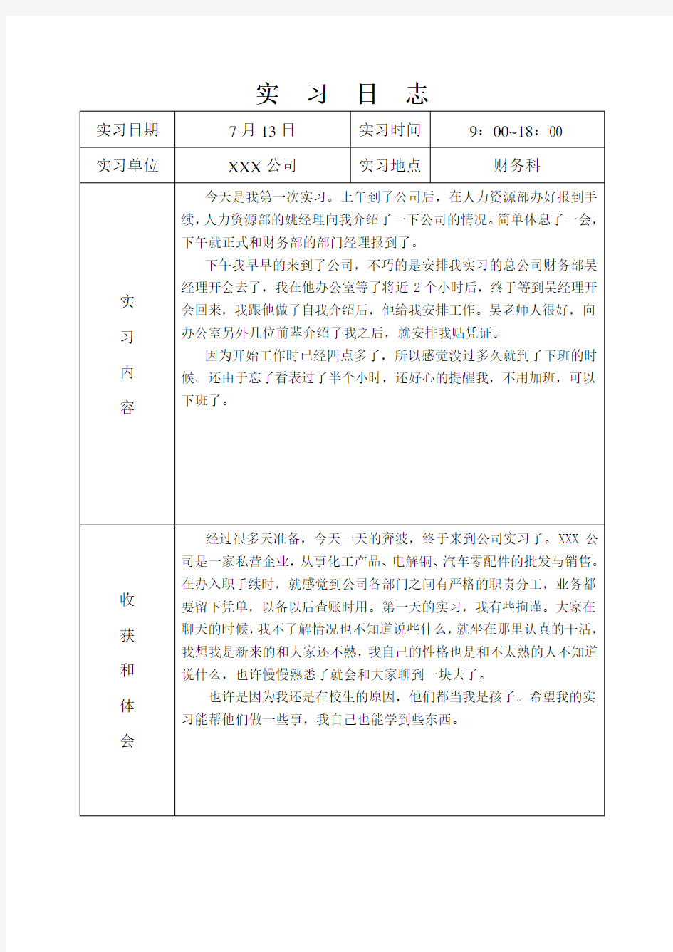 会计实习日志30篇