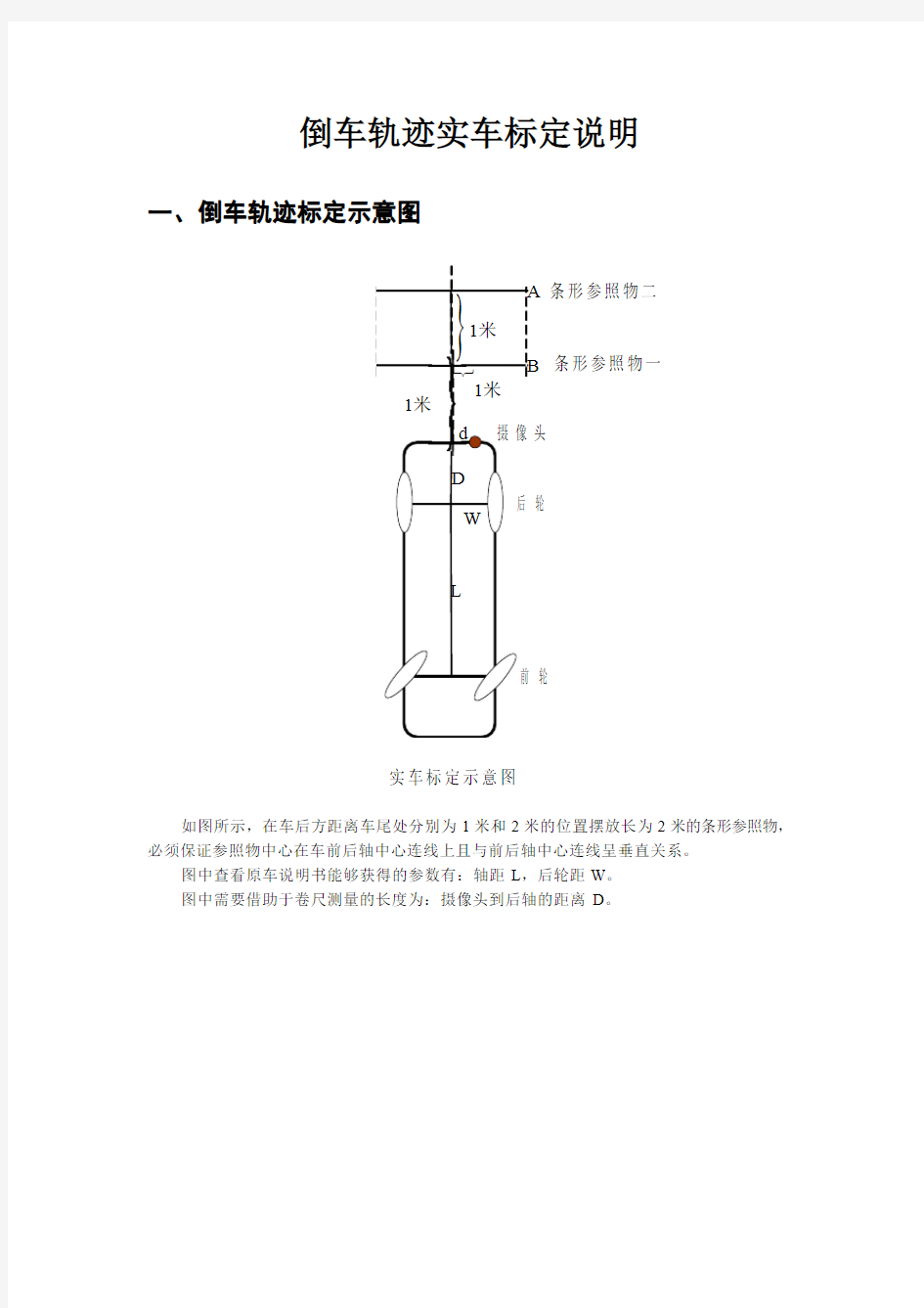 倒车轨迹实车标定说明