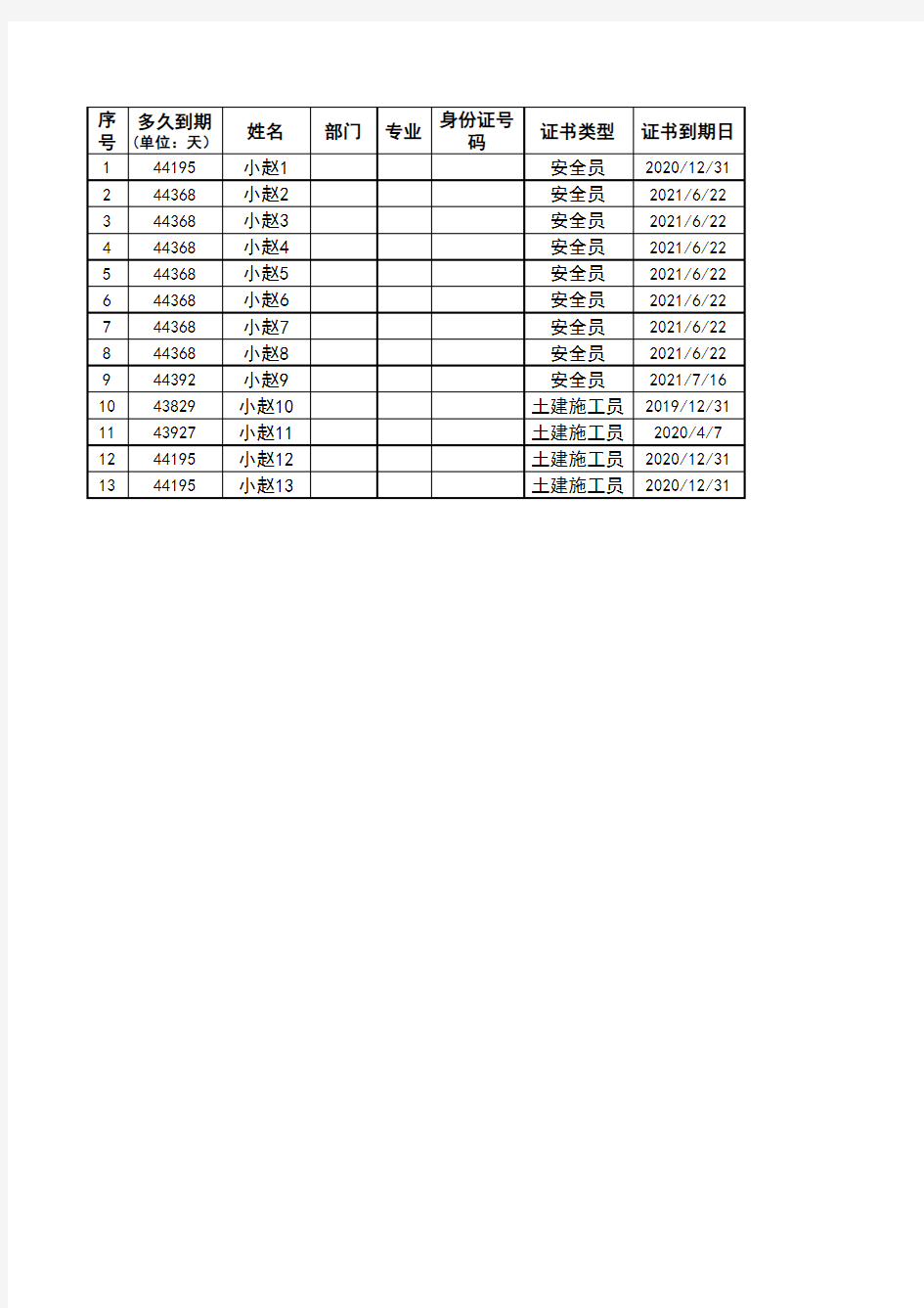 员工信息档案登记表