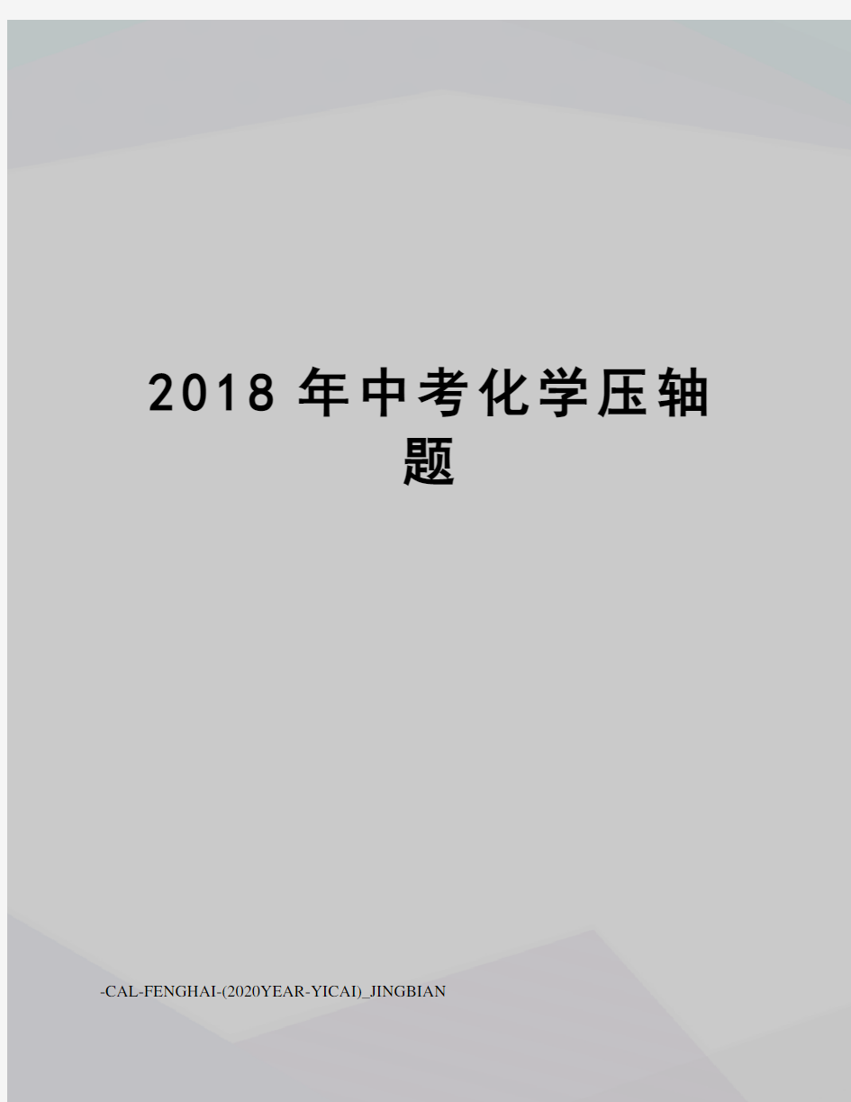 2018年中考化学压轴题