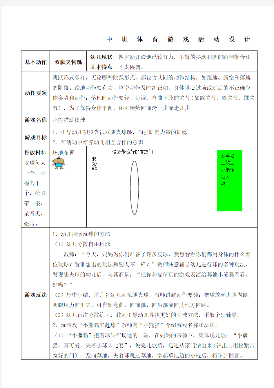 幼儿园体育游戏大全