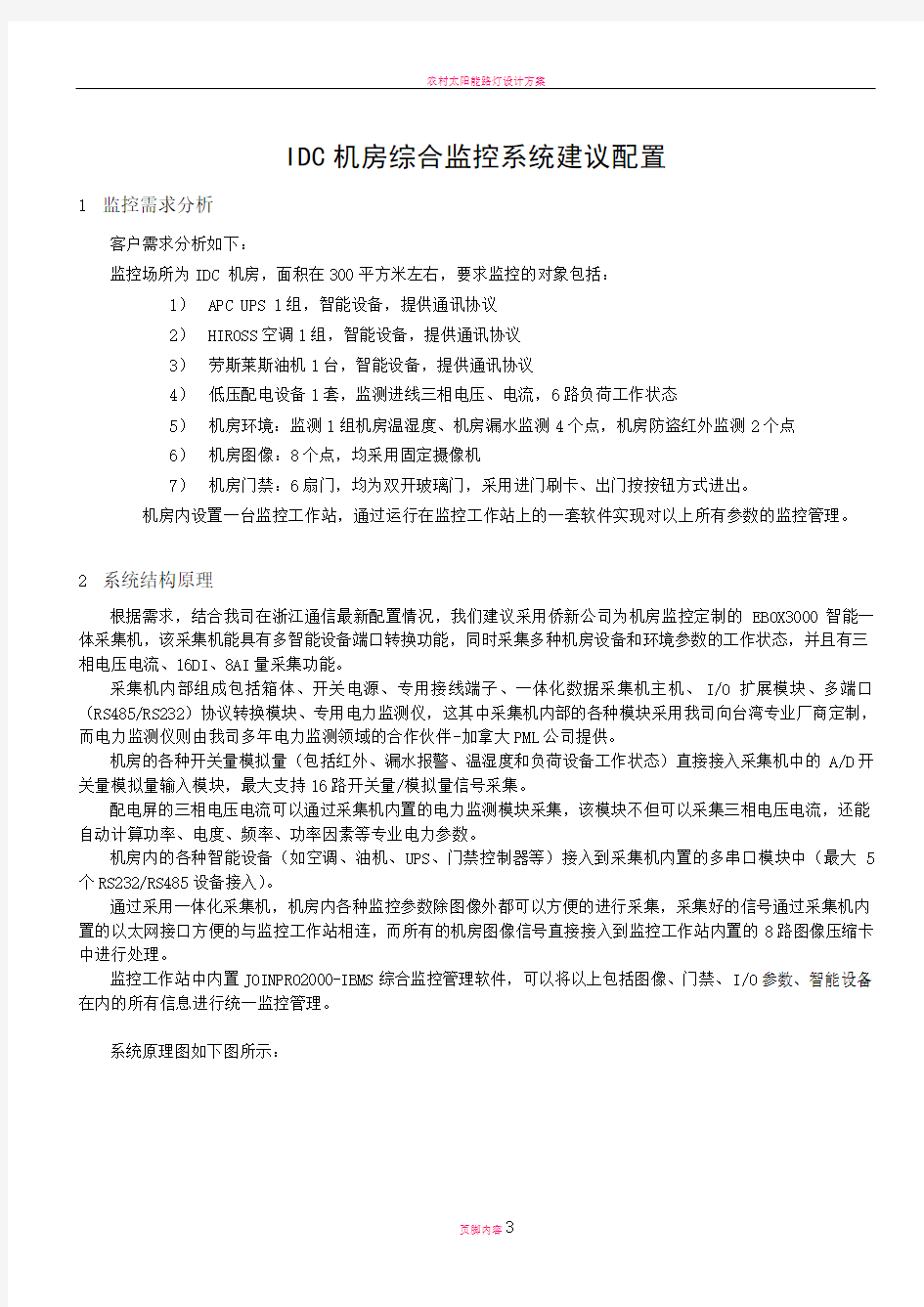 小型机房综合监控系统解决方案