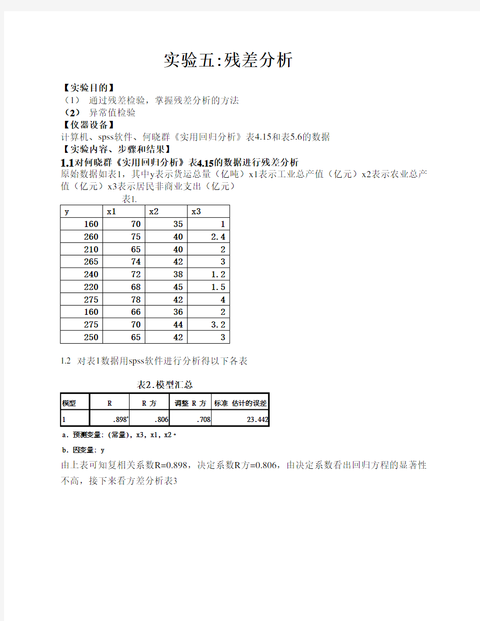 spss软件分析异常值检验实验报告