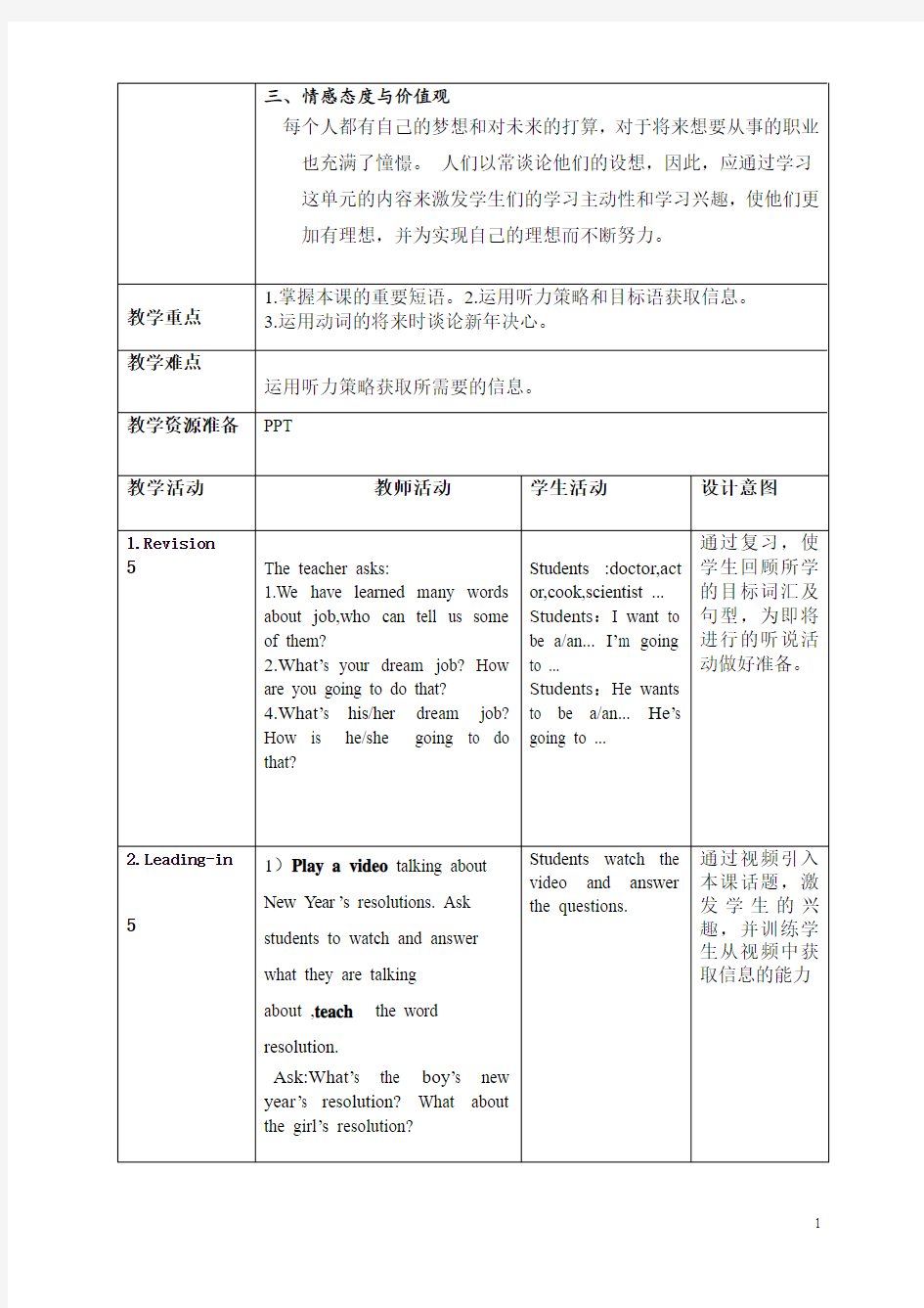 薛娅玲教学设计  Unit Six  I’m going to study computer science.