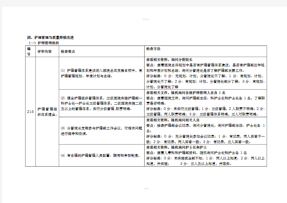 三级医院评审护理检查要点