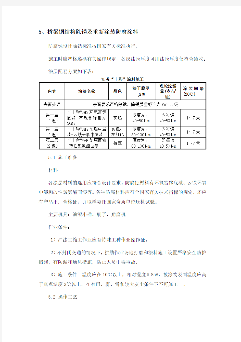 钢板油漆防腐涂装施工工艺