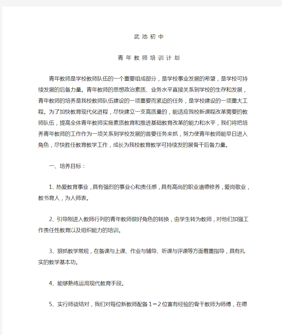 青年教师培训计划