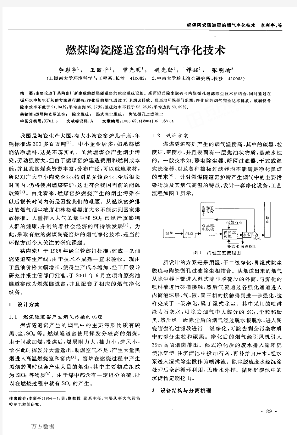 燃煤陶瓷隧道窑的烟气净化技术