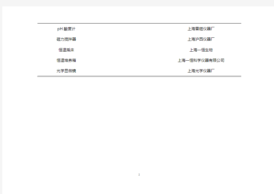 生物制药仪器设备一览表