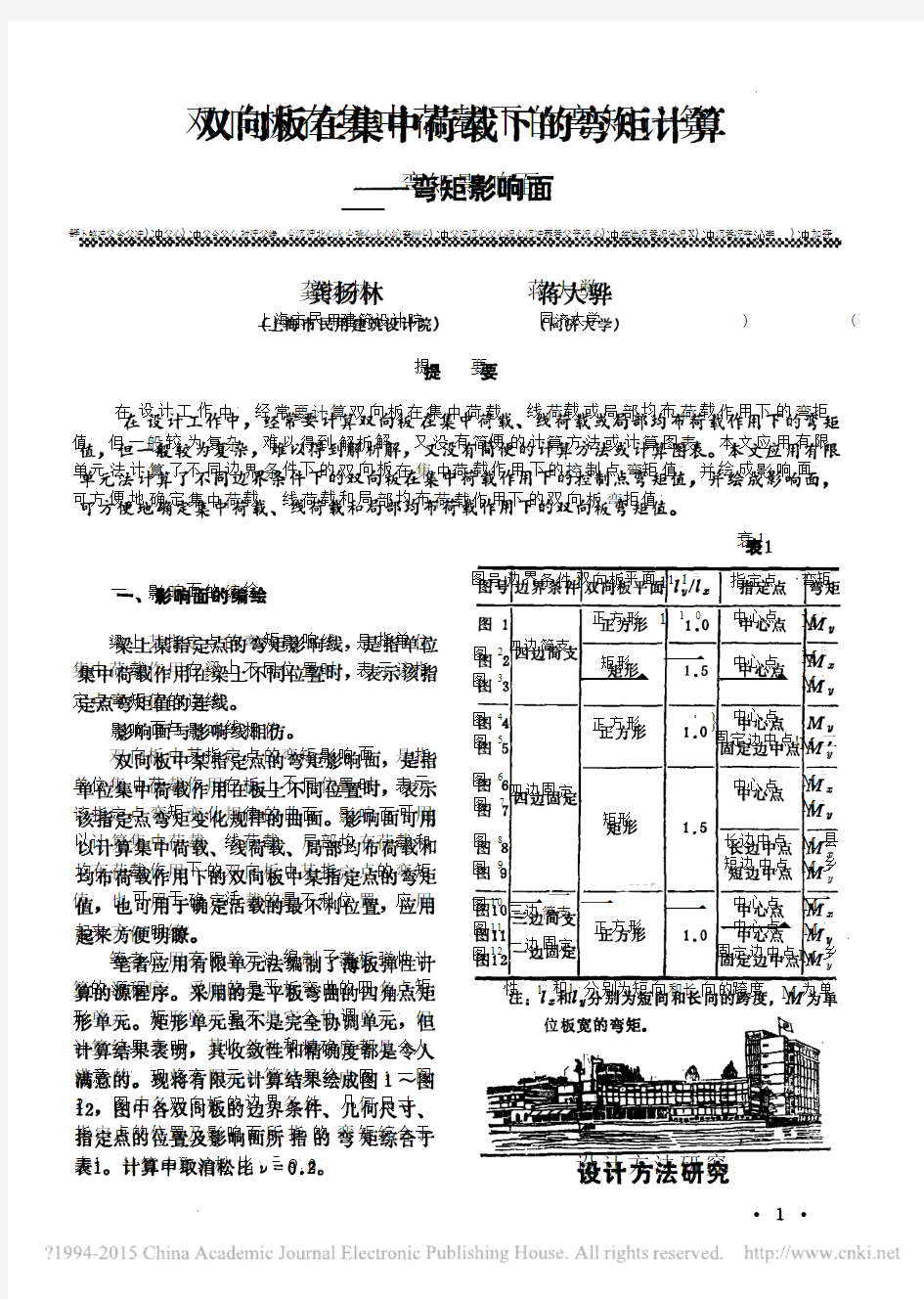 1990-双向板在集中荷载下的弯矩计算_弯矩影响面