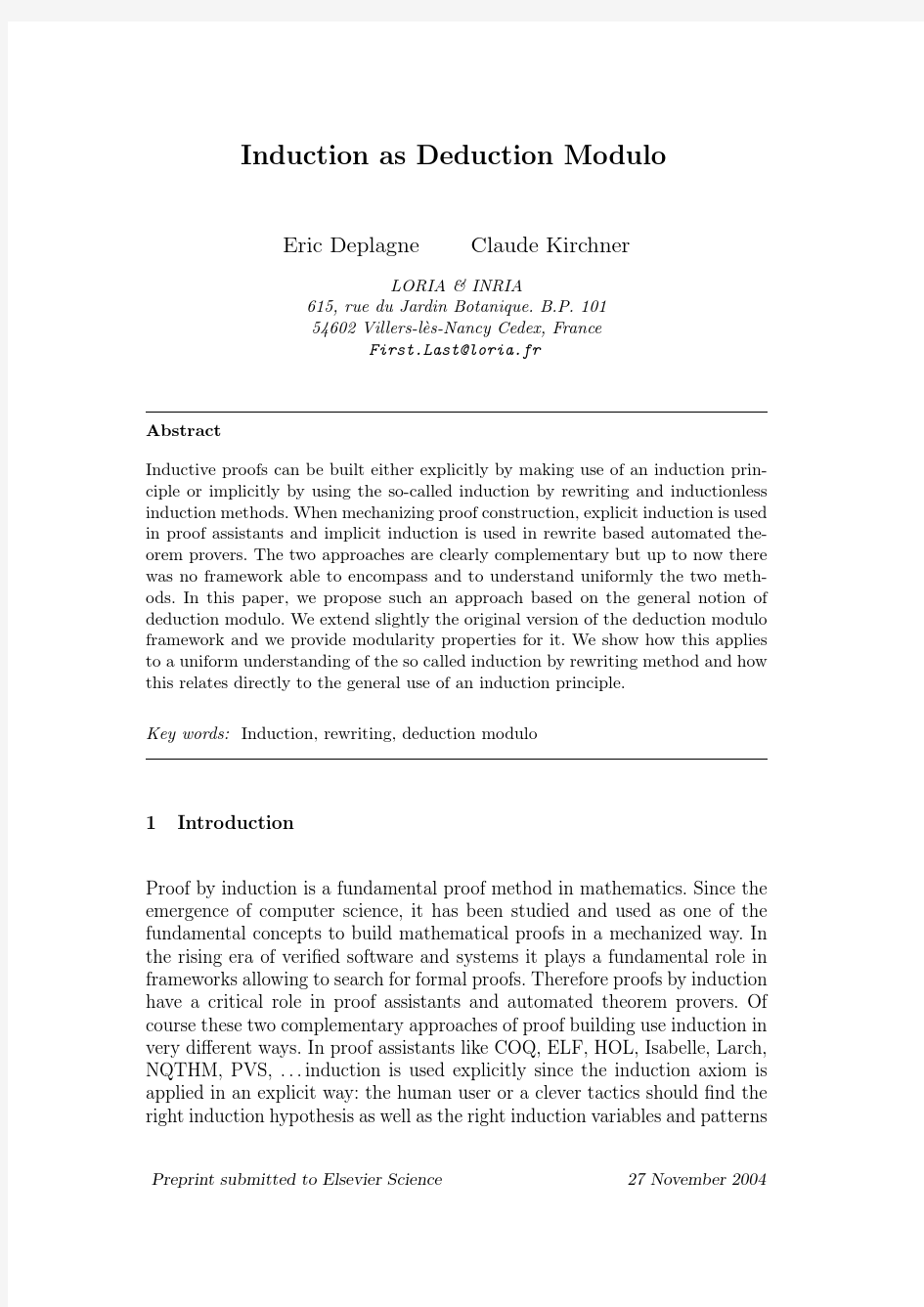 Abstract Induction as Deduction Modulo