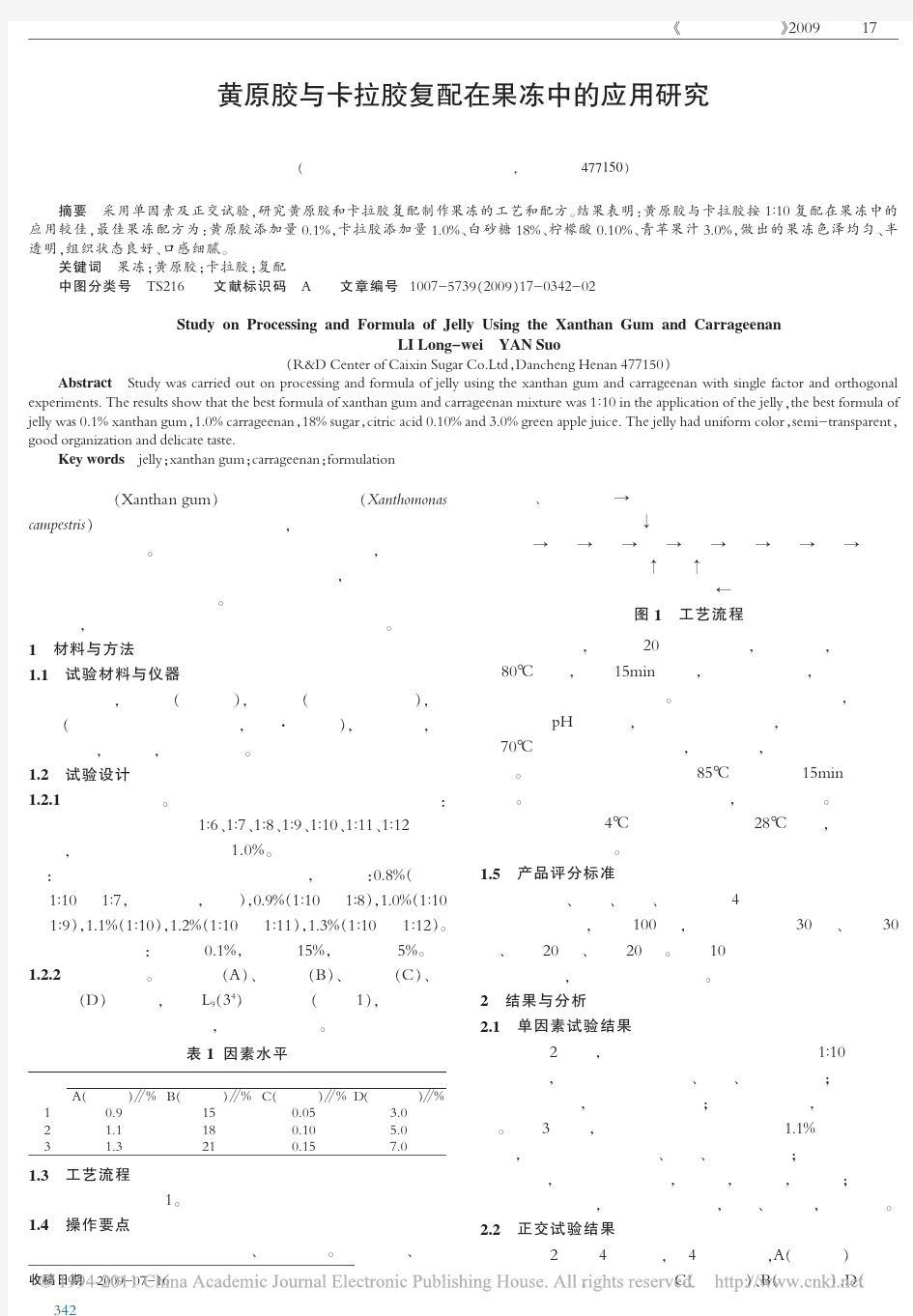 黄原胶与卡拉胶复配在果冻中的应用研究_李龙伟