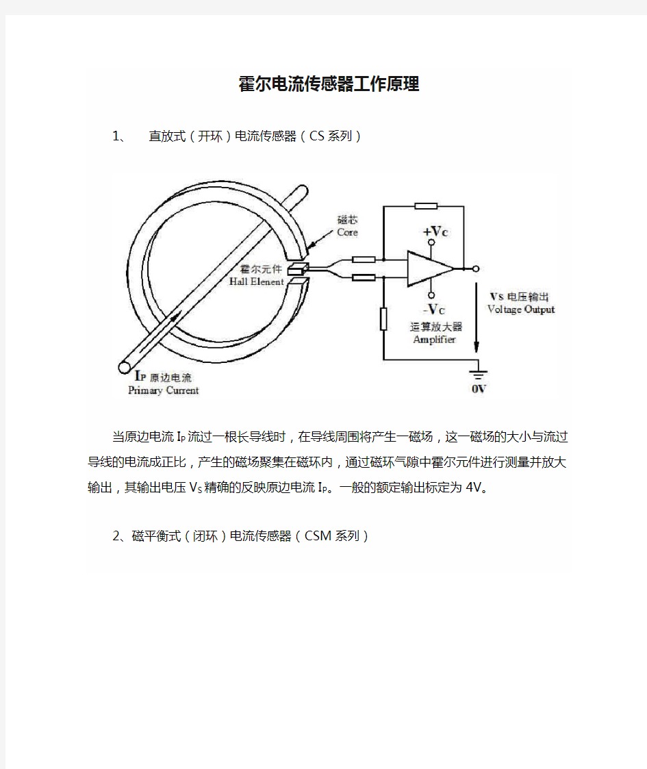 霍尔电流传感器工作原理