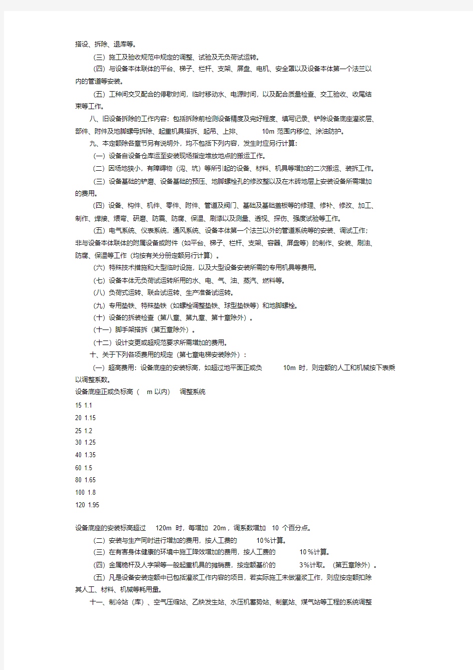 上海市安装工程预算定额2000说明