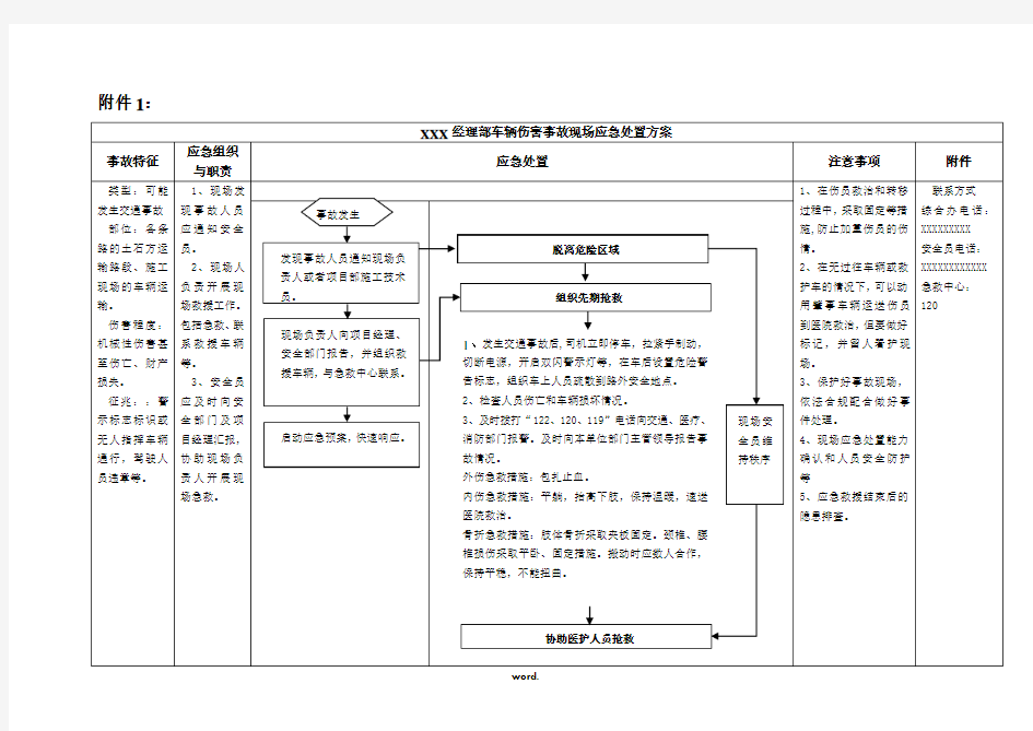 车辆伤害事故现场应急处置方案精选.